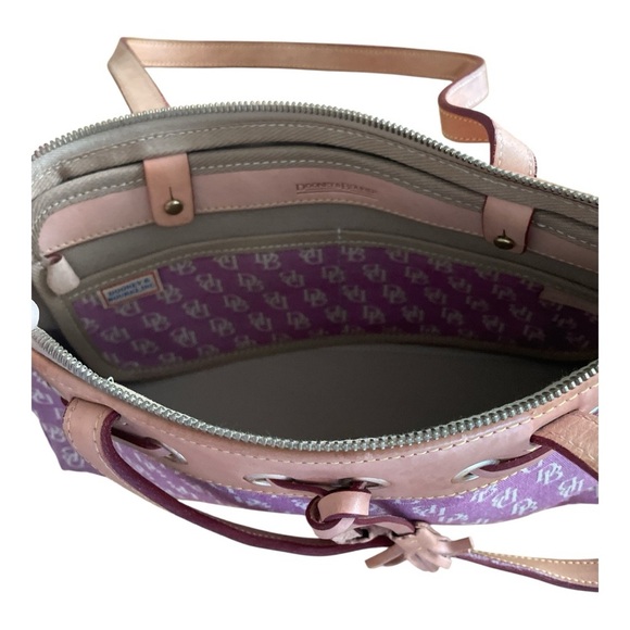 Dooney & Bourke Monogram Jacquard Plum Leather Shoulder Bag - Picture 6 of 6
